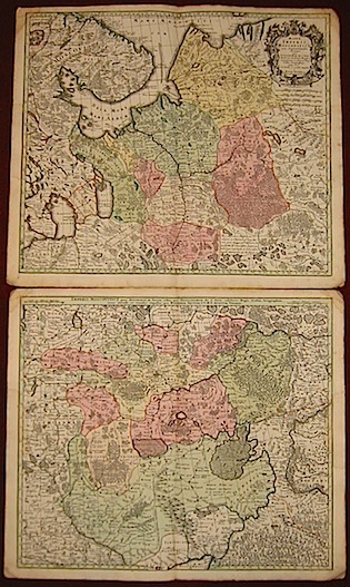 Seutter Matthaeus (1678-1757)  Mappae Imperii Moscovitici pars Septentrionalis adornata per Guillielmum de l'Isle... (unita) Imperii Moscovitici pars Australis... 1740 ca. Augsburg 